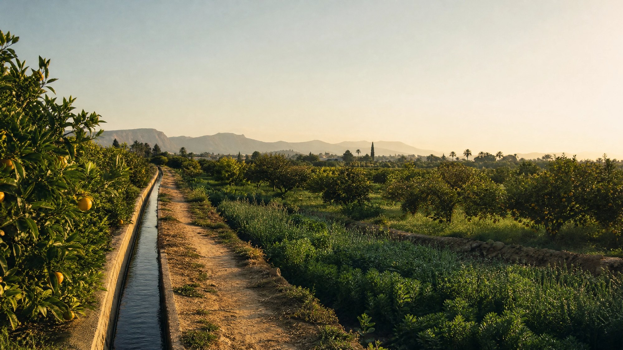 Camino y acequia en la Huerta de Murcia