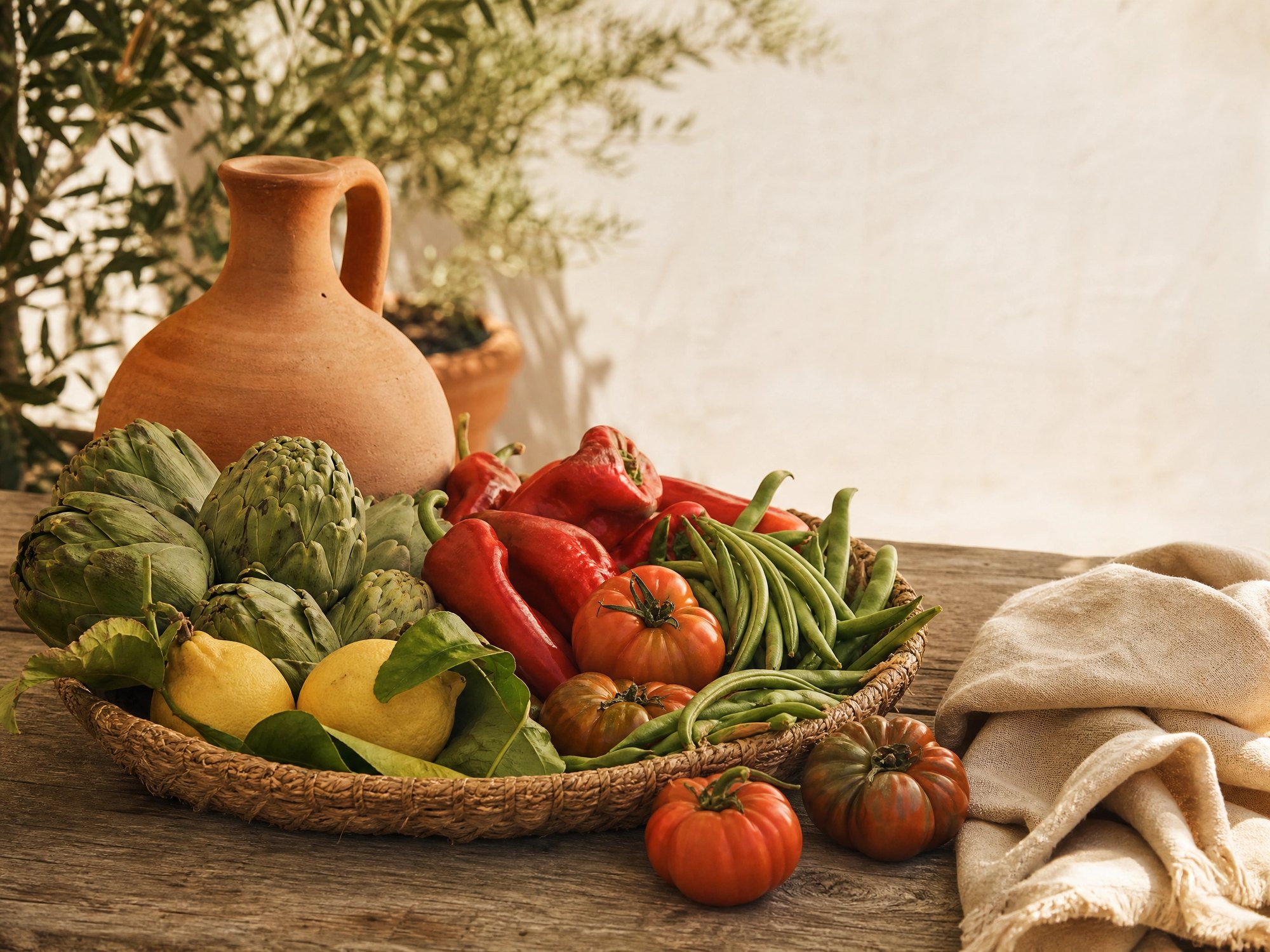 Cesta de verduras de temporada de la huerta