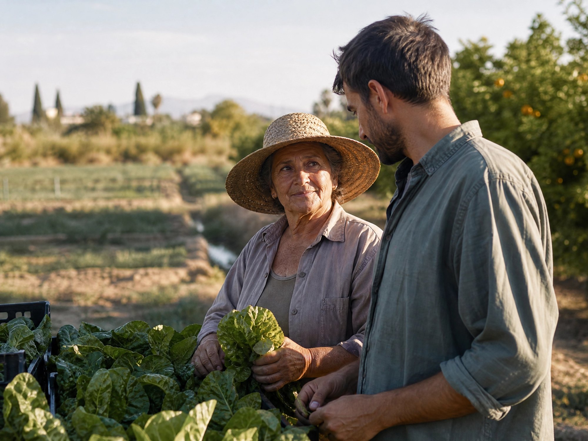 Personas trabajando en la huerta